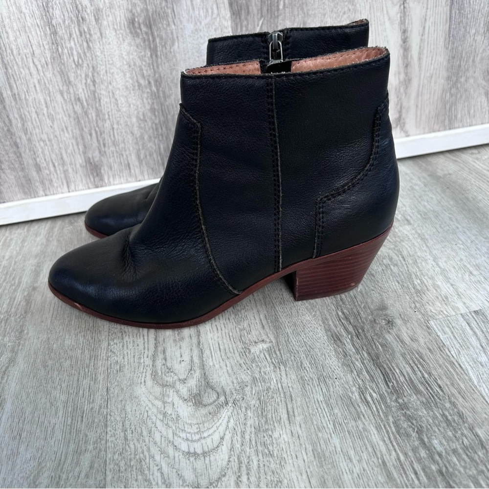 MADEWELL Booties The Brenner Boot Womens 9 Black Leather Western Stacked